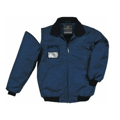 Blue work jacket with removable sleeves RENO DELTA PLUS
