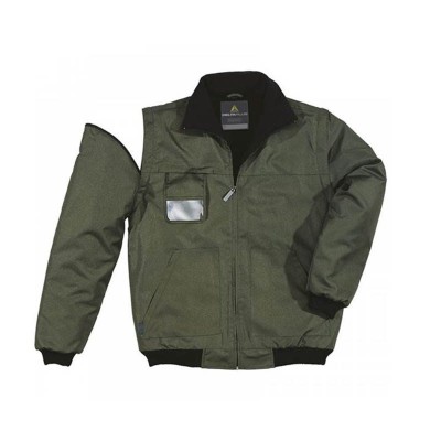 Green work jacket with removable sleeves RENO DELTA PLUS