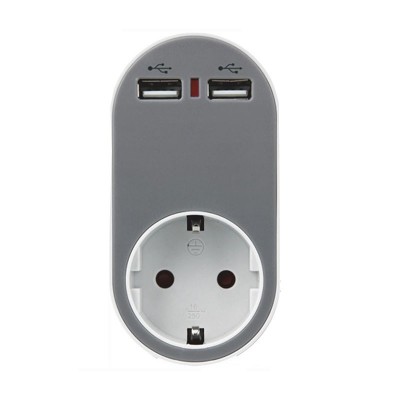 Safety adapter from 1 souko to 1 souko & 2 USB FERRARA