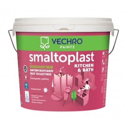 Antifungal matte plastic ecological paint for interior use 3Lt SMALTOPLAST KITCHEN & BATH